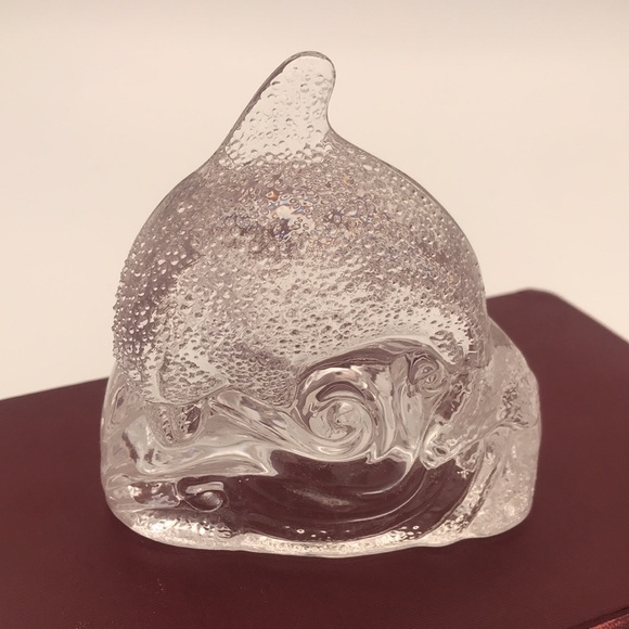 VTG PartyLite‎ Glass Dolphin on a Wave Tealight Holder - Picture 3 of 7